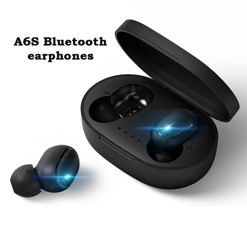 A6S Fone TWS Sem Fio Bluetooth Headset com Microfone, Fones De Ouvido Para Xiaomi, Fone De Ouvido Com Cancelamento De Ruído, Fones De Ouvido.